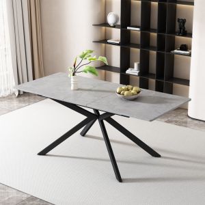 Mesa de jantar extensível preto e cinza mdf 76x150x70cm