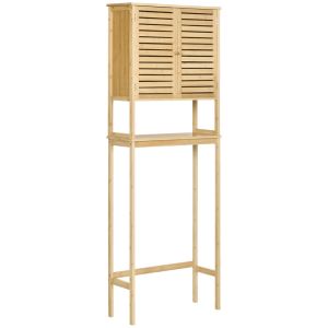 Armário casa de banho 60x23x173 cm mdf, bambu color marrón kleankin