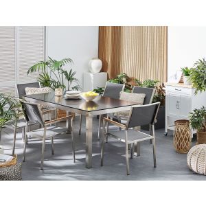 Conjunto de refeição granito, aço inoxidável cinzento grosseto
