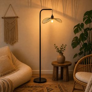 Nettlife candeeiro pé arco industrial preto E27 vintage (s/lâmpada)