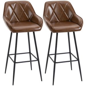 Bancos alto 50x47,5x102,5cm pu, espuma e aço color marrón Homcom