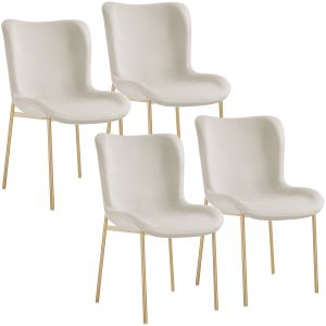 4 cadeiras de sala de jantar tejido terciopelo 54 x 62 x 90 cm bege/dorado