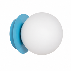 Aplique de parede base azul claro globo vidro opal d15 cm E27