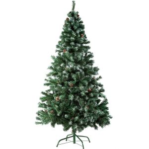 Árvore de natal artificial com pinhas e suporte metálico 180cm, verde