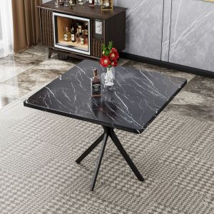Mesa de jantar quadrada preta mdf 98cm