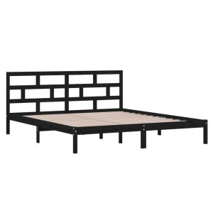 vidaXL estructura de cama doble de madera maciza negro 135x190 cm