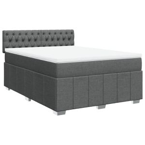 vidaXL cama box spring con colchón tela gris oscuro 160x200 cm