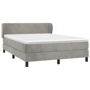 vidaXL cama box spring con colchón terciopelo gris claro 140x190 cm
