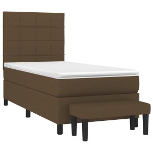 vidaXL cama box spring con colchón tela marrón oscuro 80x200 cm