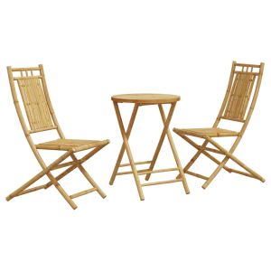 vidaXL juego de mesa y sillas de jardín 3 piezas bambú