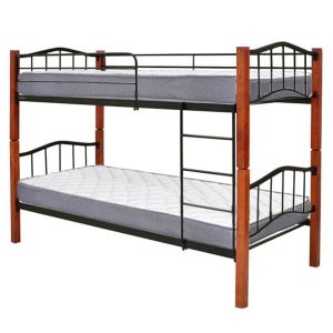 : beliche duplo 90cm em madeira e metal, carvalho + 2 colchões