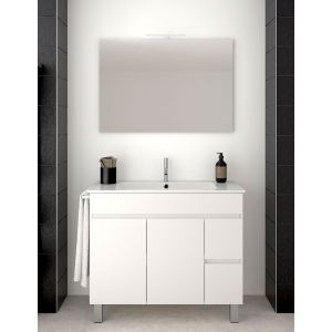 Móvel de banho ISQUIA com lavatório duplo y espelho BRANCO 120x45Cm