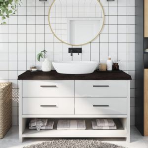 Bancada p/ wc 140x60x(2-6)cm madeira tratada maciça castanho ergft9736