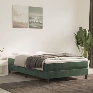 Cama boxspring com colchão 120x200 cm veludo verde-escuro pt7125