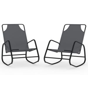 vidaXL tumbona mecedora 2 unidades de acero y textilene gris