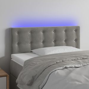 Cabeceira de cama c/ luzes LED tecido 90x5x78/88 cm cinza-claro ptob6010
