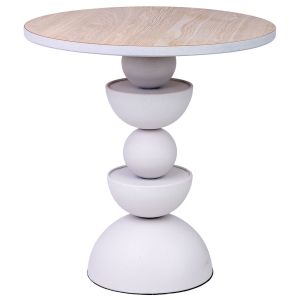 Mesa de apoio em metal e madeira branca 46x46x49h cm