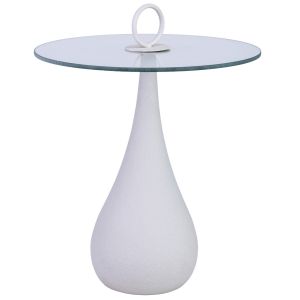 Mesa de apoio em metal e vidro 40x40x42,5/51h cm