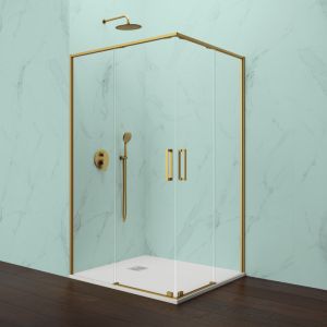 Divisória angular eleven ouro 75x70- 2fixos+2deslizantes-anticalcário