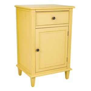 Mesa de cabeceira amarela em madeira, 45x36x72