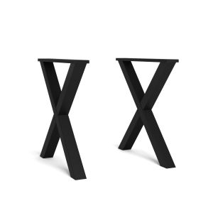 Pés forma de x, madeira maciça -lacado preto