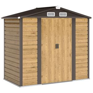 Abrigo de jardim 213x120x166/194 cm aço galvanizado color marrón Outsunny