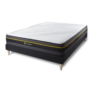 Conjunto de estrado preto + colchão sleepfit active (180x190 cm - espuma vi
