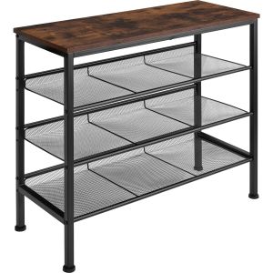 Sapateiro estilo industrial e 3 prateleiras 75,5x30,5x69,5cm madeira oscura