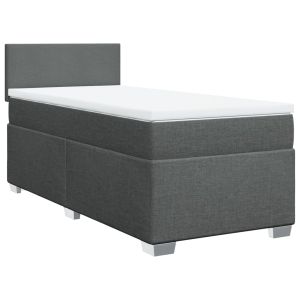 vidaXL cama box spring con colchón tela gris oscuro 90x200 cm