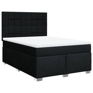 vidaXL cama box spring con colchón tela negro 140x190 cm