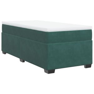vidaXL cama box spring con colchón terciopelo verde oscuro 100x200 cm