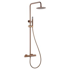 Coluna de duche extensível, cor ouro rosa escovado termostático