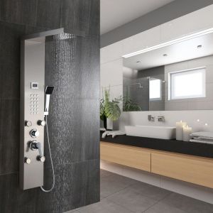 Paineis de duche hidromassagem - auralum - lcd temperatura - aço inoxidável