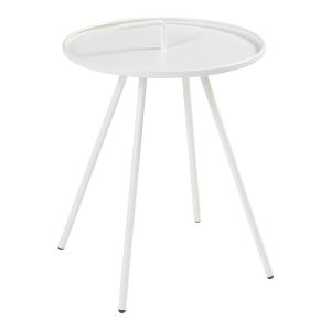 Mesa de terraço fosen redonda com pega em aço - branco [en.casa]