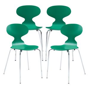 Conjunto de 4 cadeiras de jantar kil 80x47x48cm verde/cromo  [en.casa]