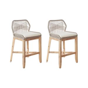 Conjunto de 2 bancos de bar para jardim talamone madeira de acácia creme