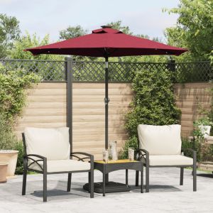Guarda-sol jardim c/ LEDs e poste de aço 225x225x212 cm bordô ergft8030