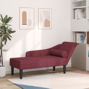 Chaise longue com almofadões tecido vermelho tinto wf530366