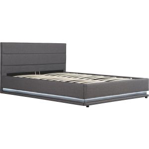 Cama baú LED "anastasia" - 160 x 200 - cinza escuro