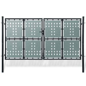 Portão de cerca com porta única 300x200 cm preto