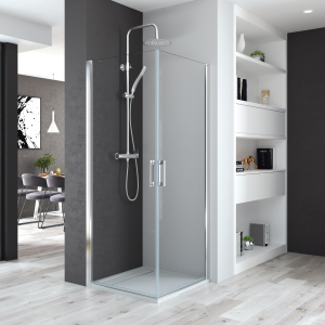 Ecrã de duche 2 portas dobráveis 85 + 90cm cromado transparente