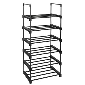Valora sapateira metal preto loft 6 prateleiras moderna