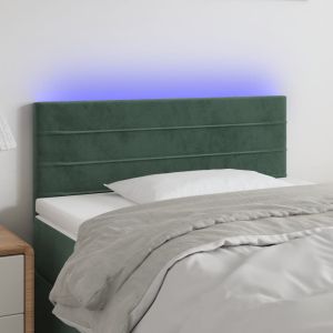 Cabeceira de cama c/ luzes LED veludo 80x5x78/88cm verde-escuro ptob6167