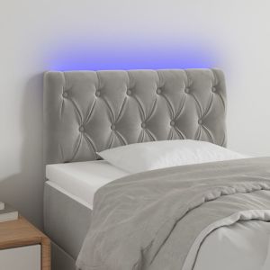 Cabeceira de cama c/ luzes LED veludo 80x7x78/88 cm cinza-claro ptob6649