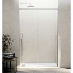 Divisória frontal basic fixo + deslizante transparente niquel 100cm