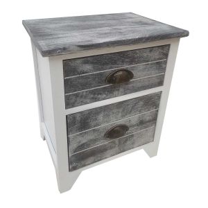 Mesa de cabeceira de madeira branca 38x28x45