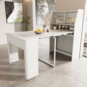 Mesa de jantar extensível com arrumação branco 76x52x132,5cm