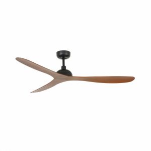 Ventilador de teto sem luz aço preto-marrom 3 pás abs 132 cm dc 5 velocidad