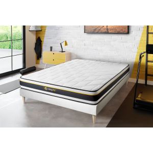 Conjunto de estrado branco + colchão sleepfit soft (120x220 cm - espuma- al