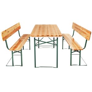 Conjunto tectake composto por uma mesa dobrável e 2 bancos, 170x69x77cm
